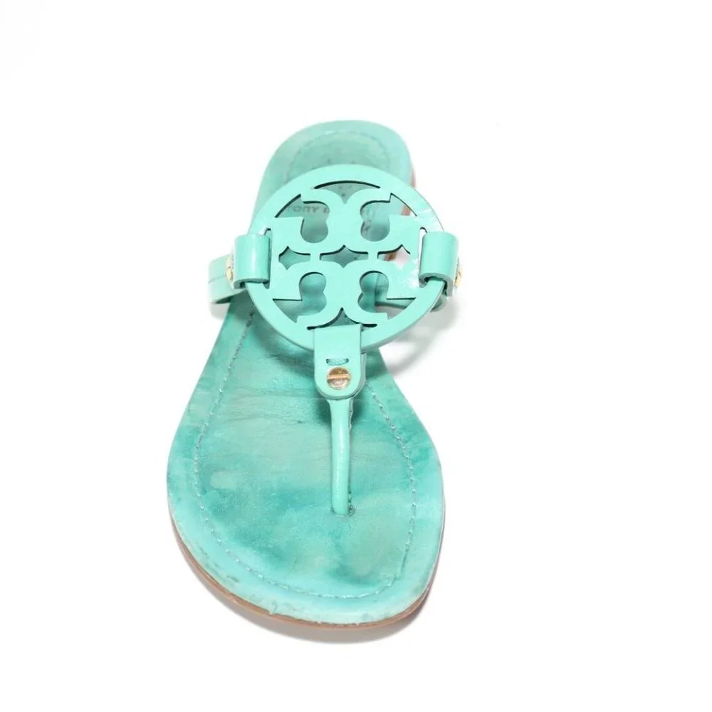 Tory Burch Miller Slip On Logo Sandals Teal Women's Size 7 *Read* H13062 - Picture 6 of 12